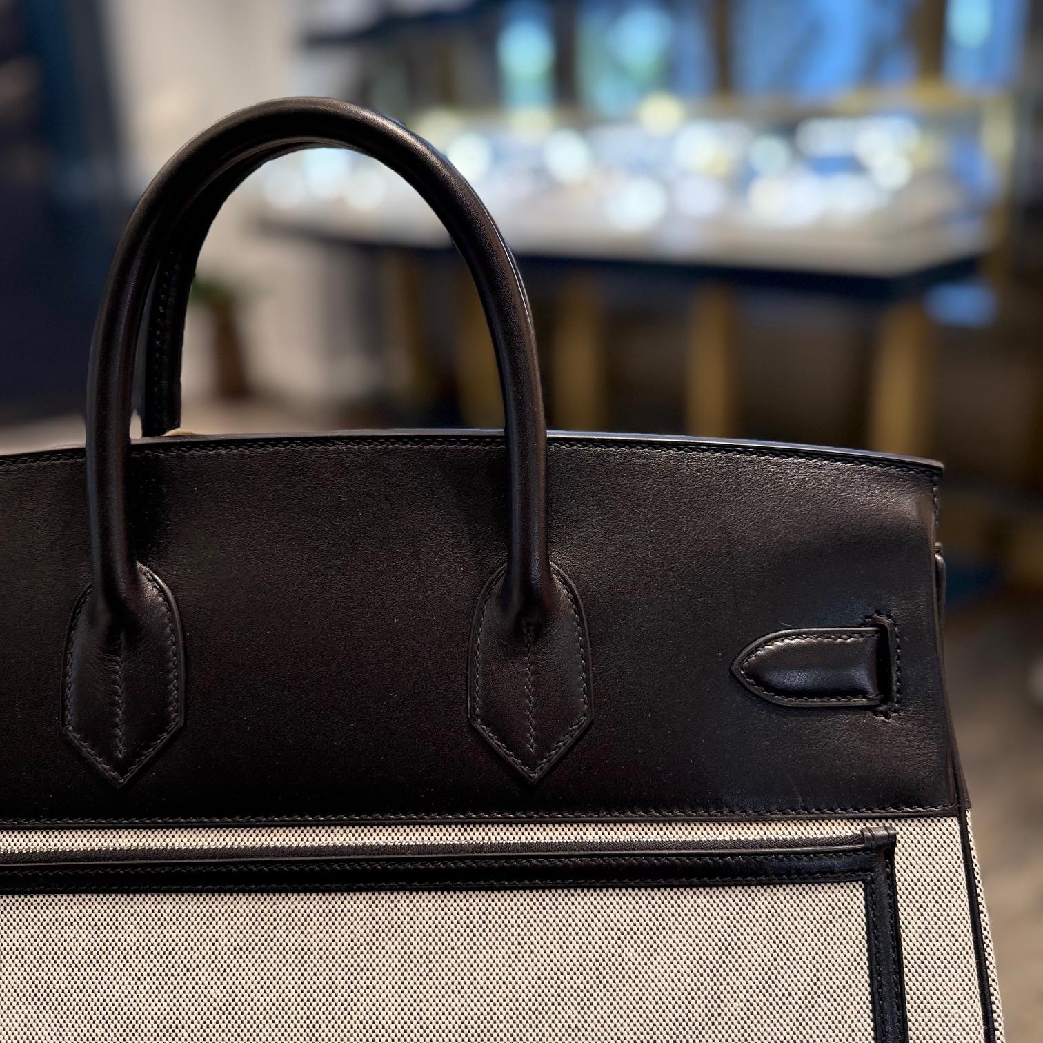 Hermès Birkin 40 Hac A Courroies Cargo Bag AA Ecru-Noir/Noir Palladium 4