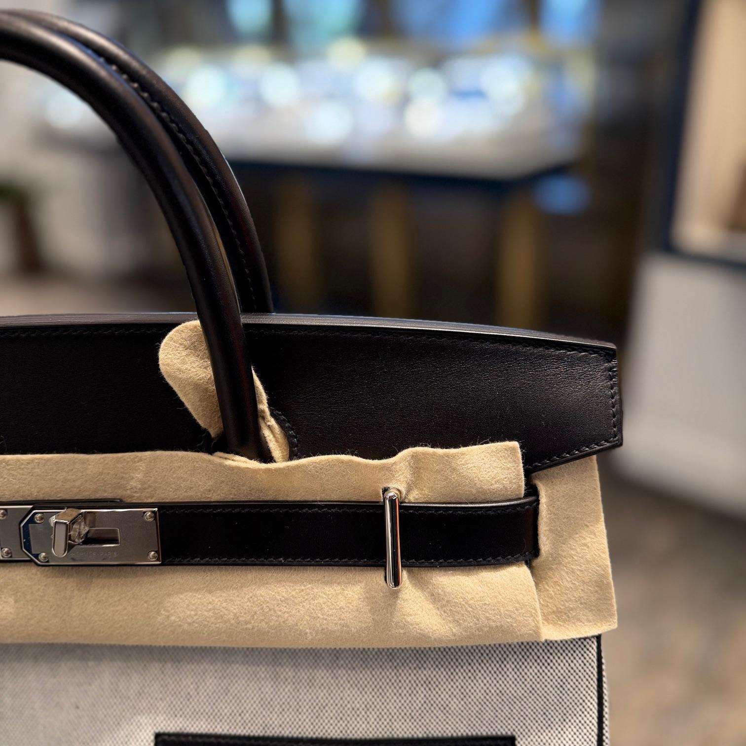 Hermès Birkin 40 Hac A Courroies Cargo Bag AA Ecru-Noir/Noir Palladium 2