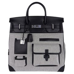 Hermès Birkin 40 Hac A Courroies Cargo Bag AA Ecru-Noir/Noir Palladium