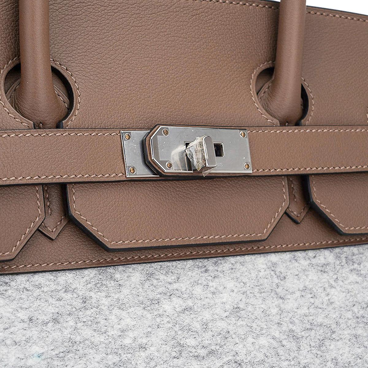 Hermes Birkin 40 HAC Gris Clair Todoo Feutre / Etoupe Bag en vente 4