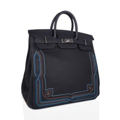 Hermes HAC 40 Birkin Bag Black Runway Embroidered Limited Edition