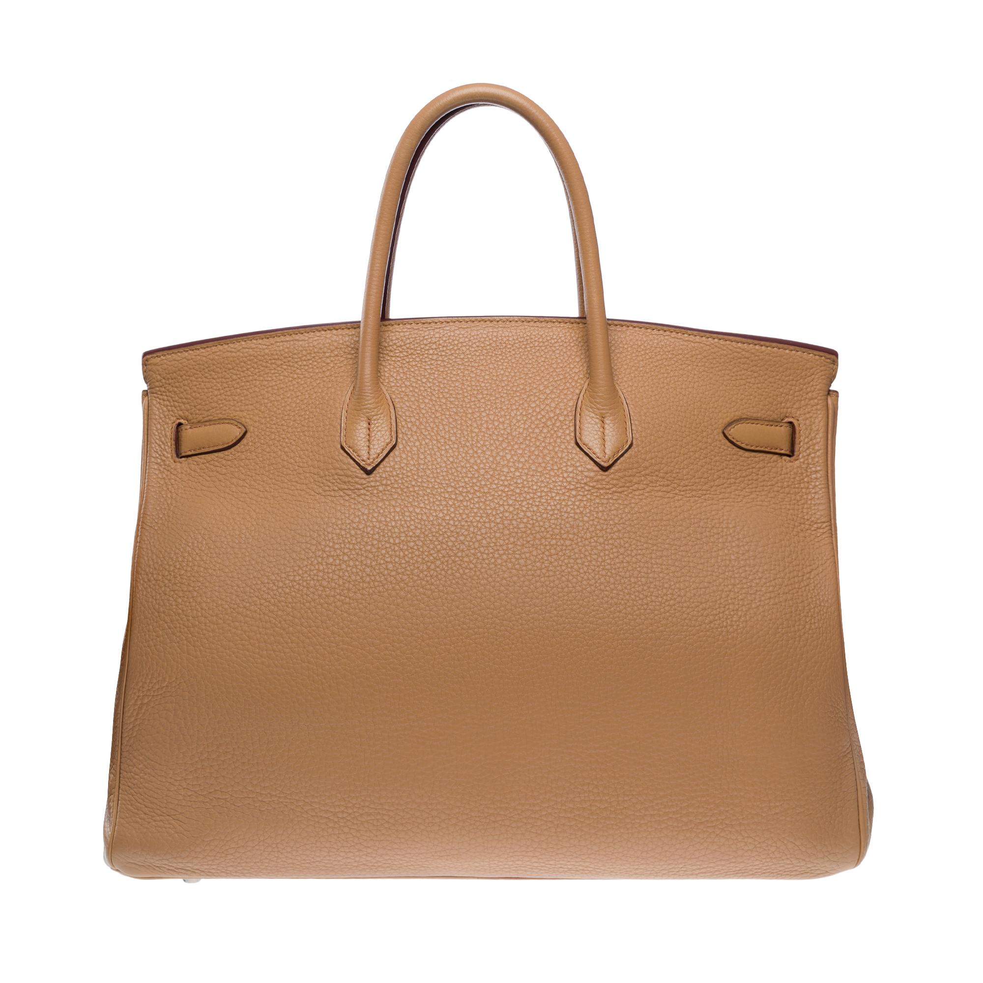 Women's or Men's Hermes Birkin 40 handbag in Tabac Togo leather, SHW For Sale