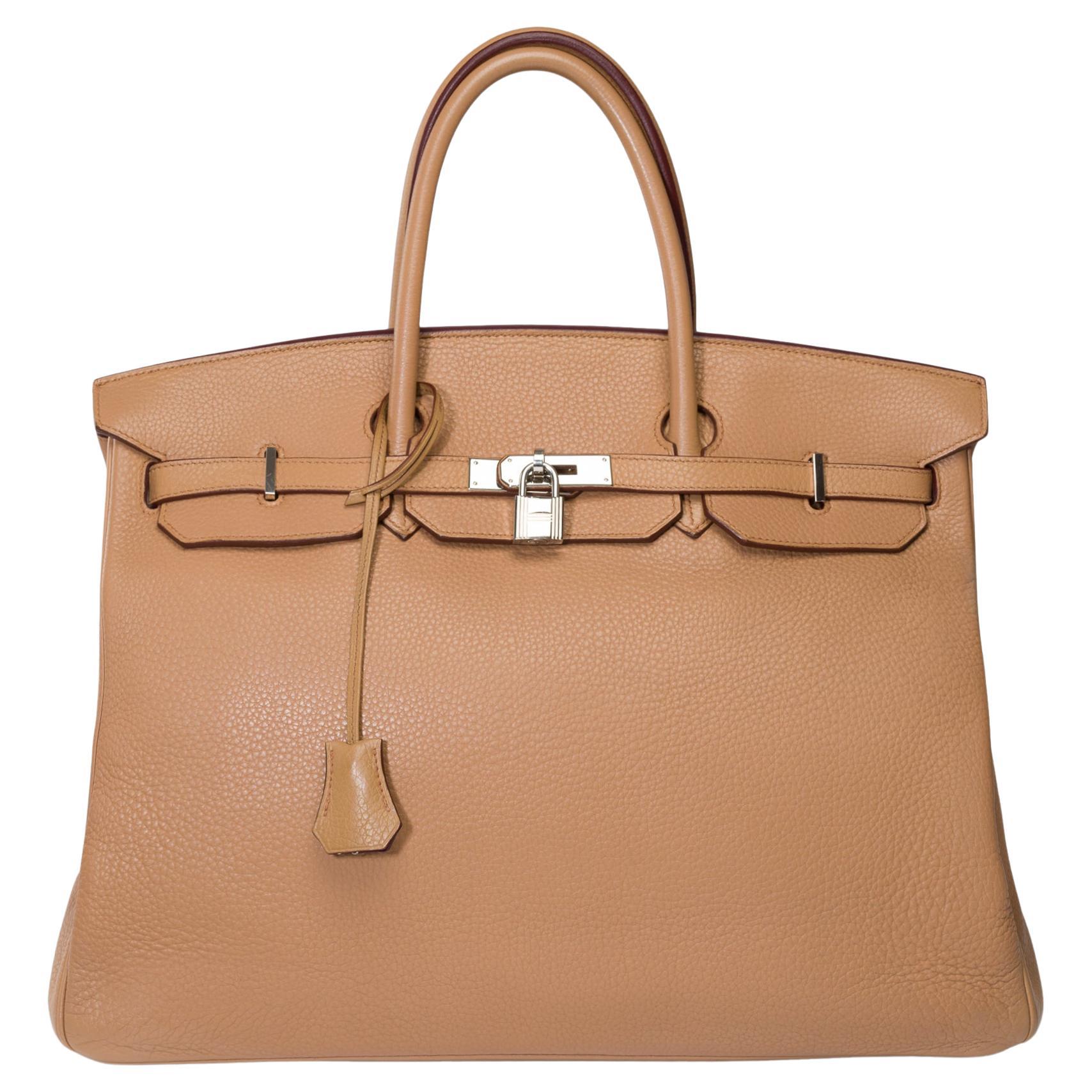 Hermes Birkin 40 handbag in Tabac Togo leather, SHW For Sale