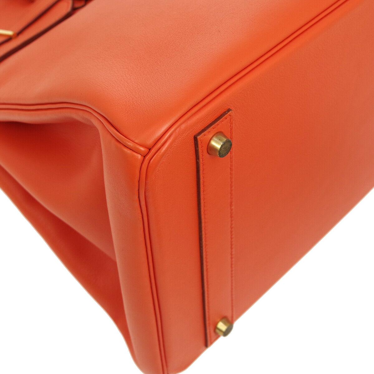 Hermes Birkin 40 Orange Leather Gold Travel Carryall Top Handle Satchel Tote 1
