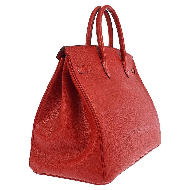 Hermes Birkin 40 Red Leather Gold Top Handle Satchel Carryall Tote Bag ...