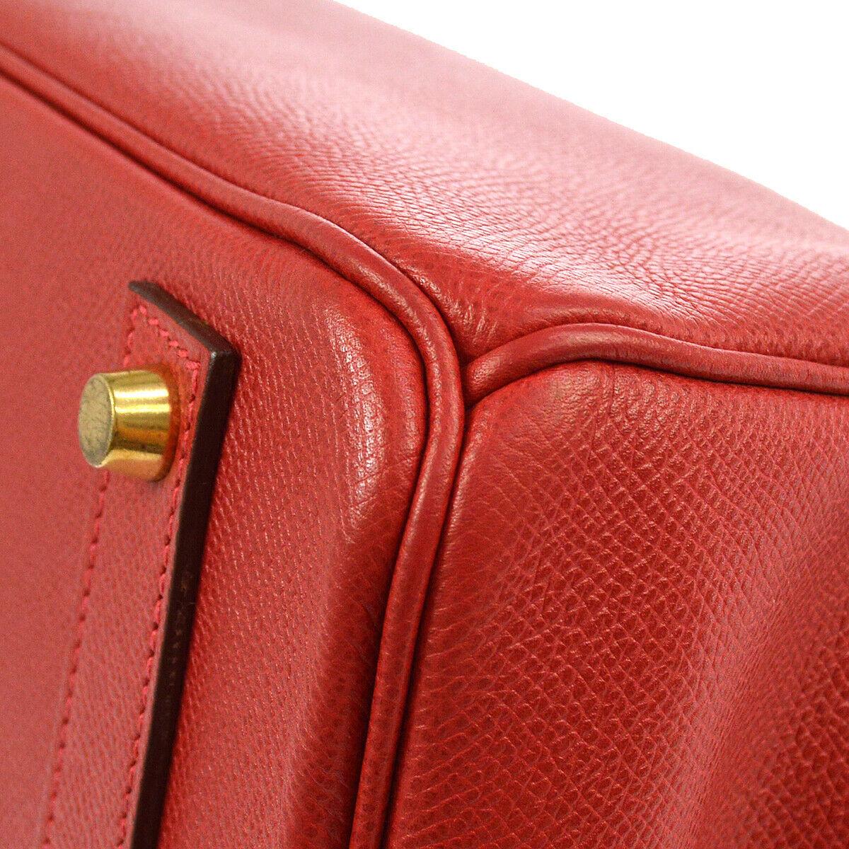 Hermes Birkin 40 Red Leather Gold Top Handle Satchel Carryall Tote Bag 1