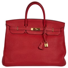 Hermes Birkin 40 Rouge Casaque Gold