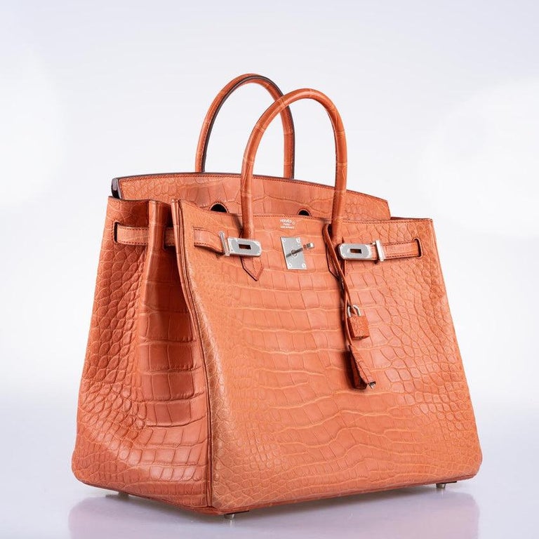 Hermès Birkin 40 Sanguine Matte Alligator Palladium Hardware Bag