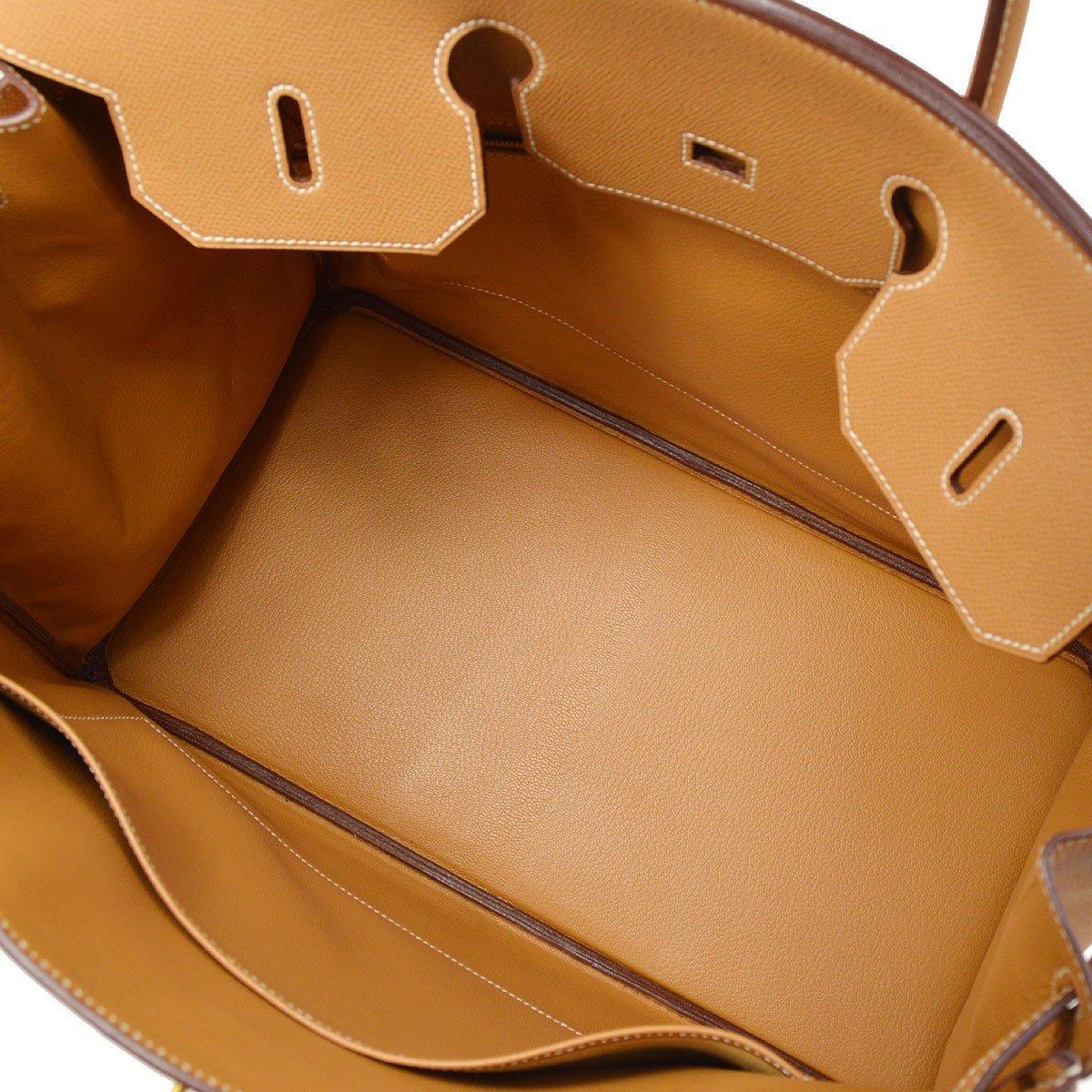HERMES Birkin 40 Tan Cognac Brown Natural Epsom Hardware Travel Top Handle Tote  In Good Condition In Chicago, IL