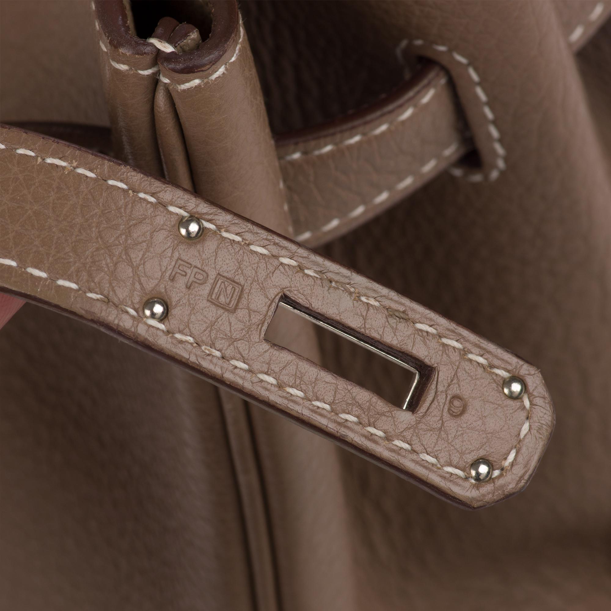 Hermes Birkin 40 Togo Etoupe Bag In Excellent Condition In Paris, IDF