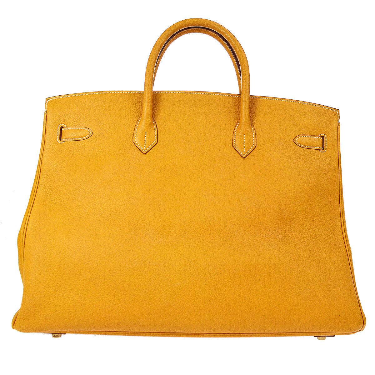 Hermes Birkin 40 Yellow Leather Gold Travel Carryall Top Handle Satchel Tote In Good Condition In Chicago, IL