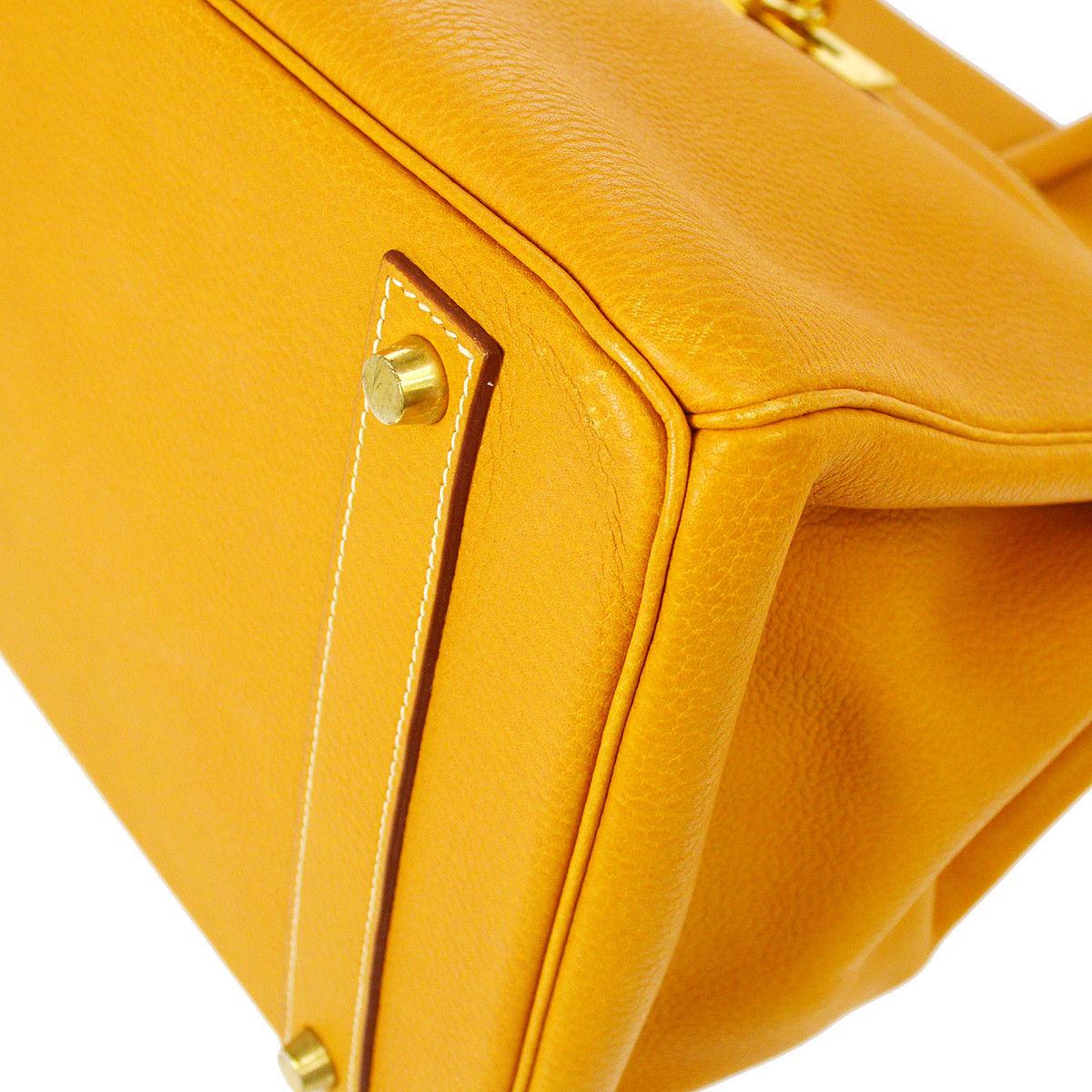 Women's Hermes Birkin 40 Yellow Leather Gold Travel Carryall Top Handle Satchel Tote