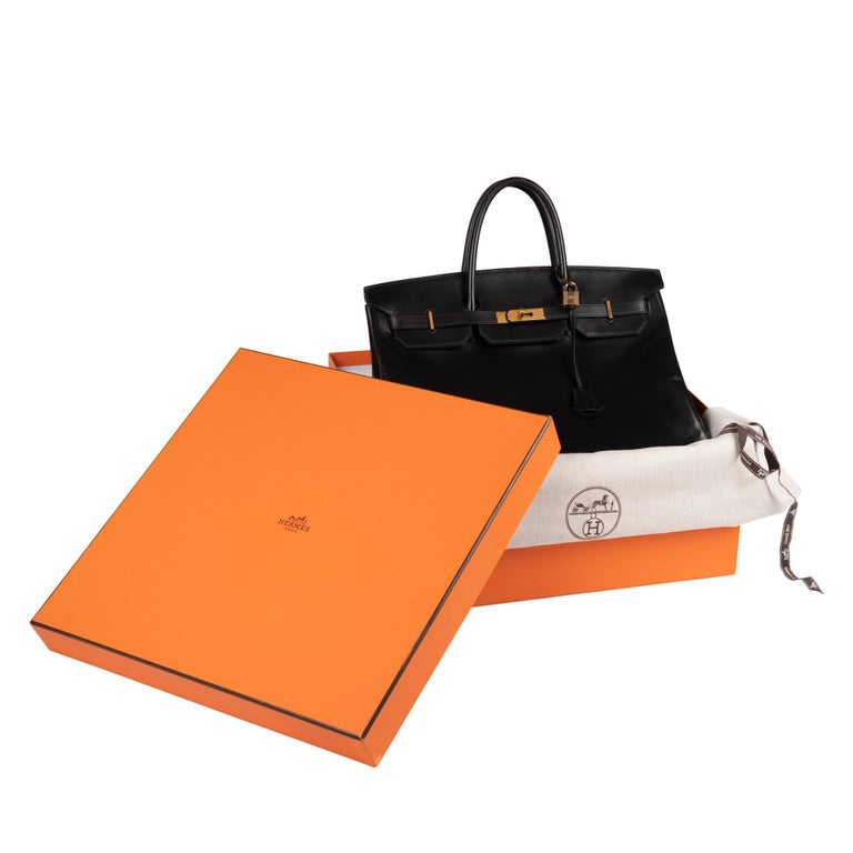 Hermes Birkin 40cm Black Box Leather Handbag at 1stDibs