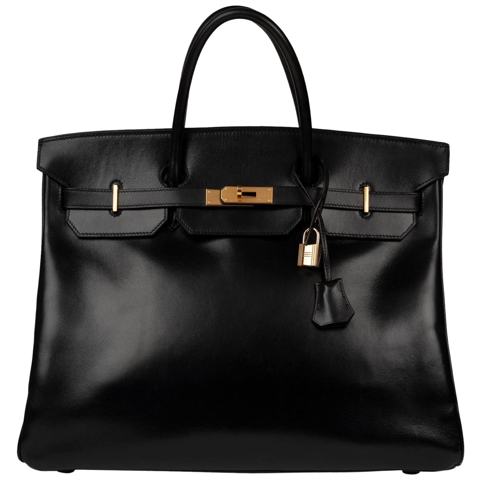 Hermes Birkin 40cm Black Box Leather Handbag