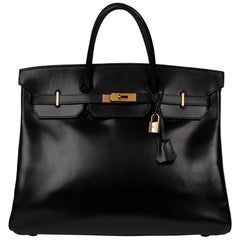 Hermès Birkin 40cm boîte noire en cuir sac à main