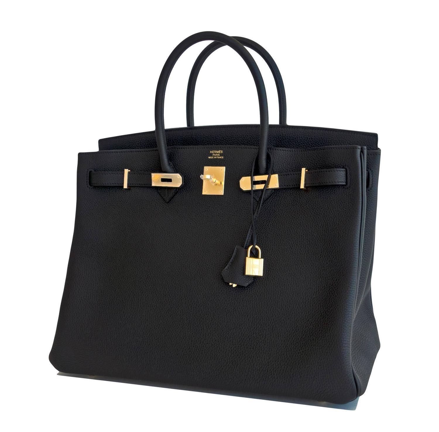 Hermes Birkin 40cm Black Togo Gold Hardware Power Birkin RARE 
Brand New in Box. Store fresh. Pristine Condition (with plastic on hardware). 
Perfect gift! Comes with lock, keys, clochette, sleeper, raincoat, and orange Hermes box. 
Here it is - the