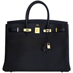 Hermès - Sac Birkin 40 cm noir Togo Gold Power:: neuf - Rare