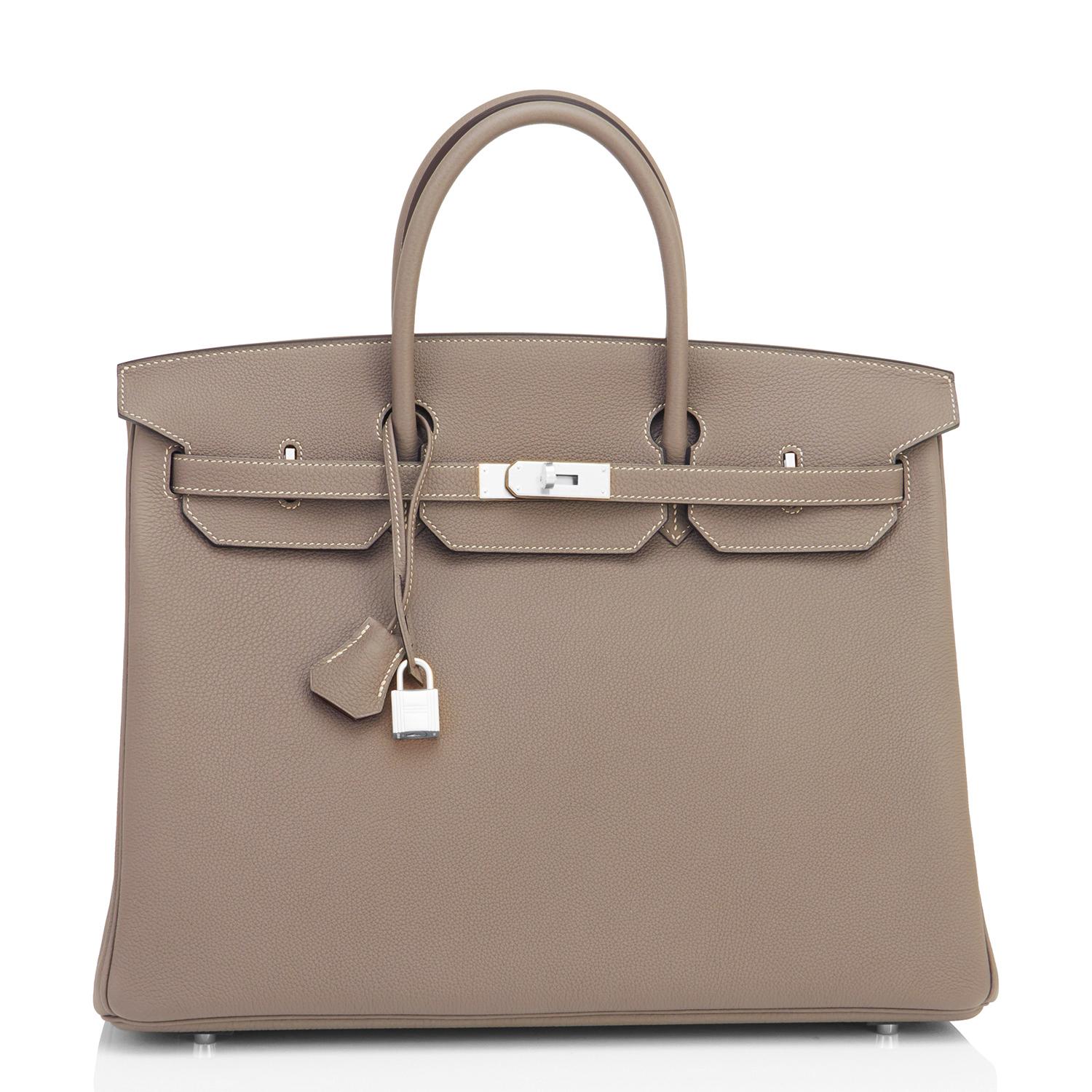 Hermes Birkin 40cm Etoupe Togo Palladium Birkin Bag NEW RARE
Rare Etoupe Birkin 40cm in New, Pristine Condition! 
Brand New in Box. Store fresh. Pristine Condition (with plastic on hardware). 
Perfect gift! Comes with lock, keys, clochette, sleeper,