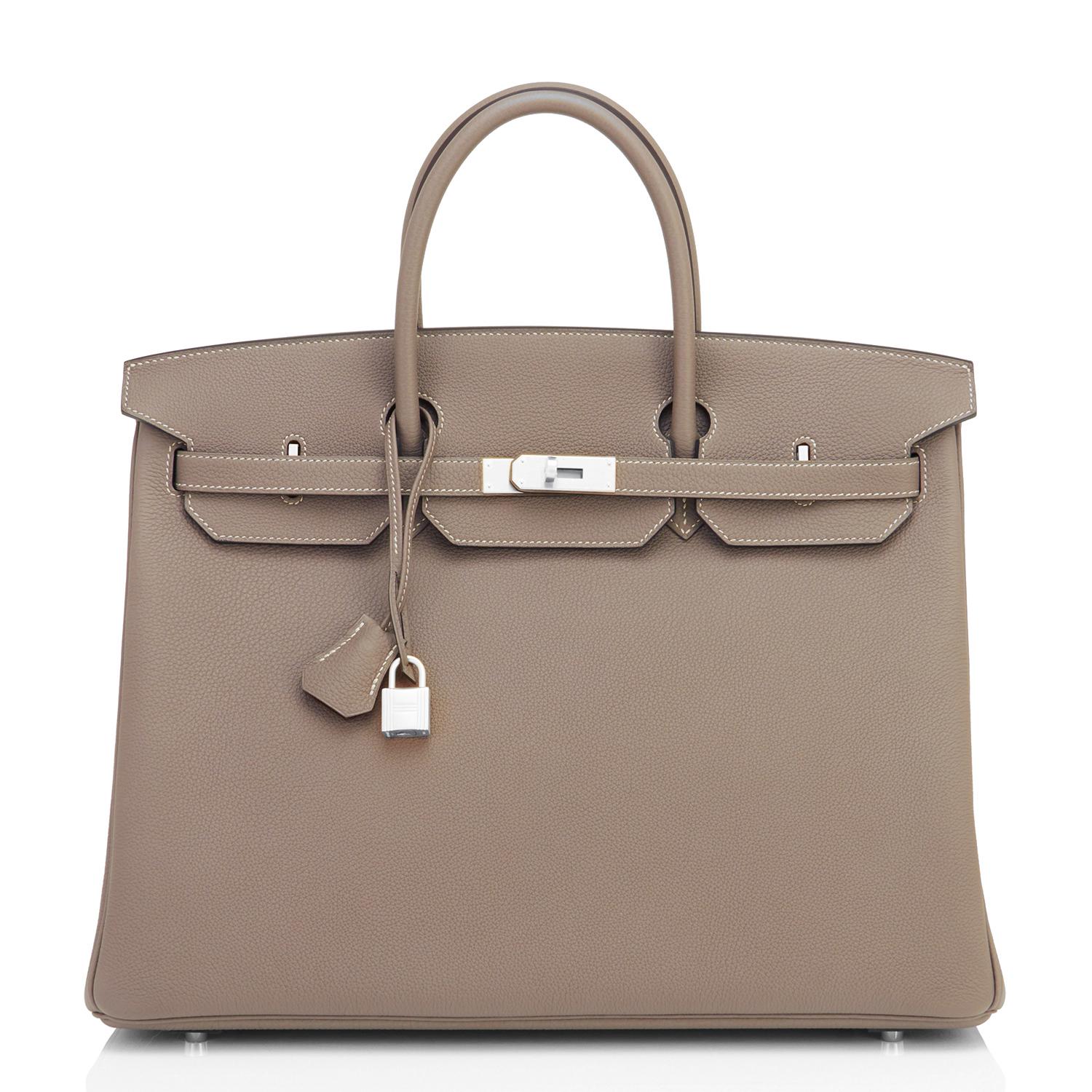 Brown Hermes Birkin 40cm Etoupe Togo Palladium Birkin Bag NEW RARE