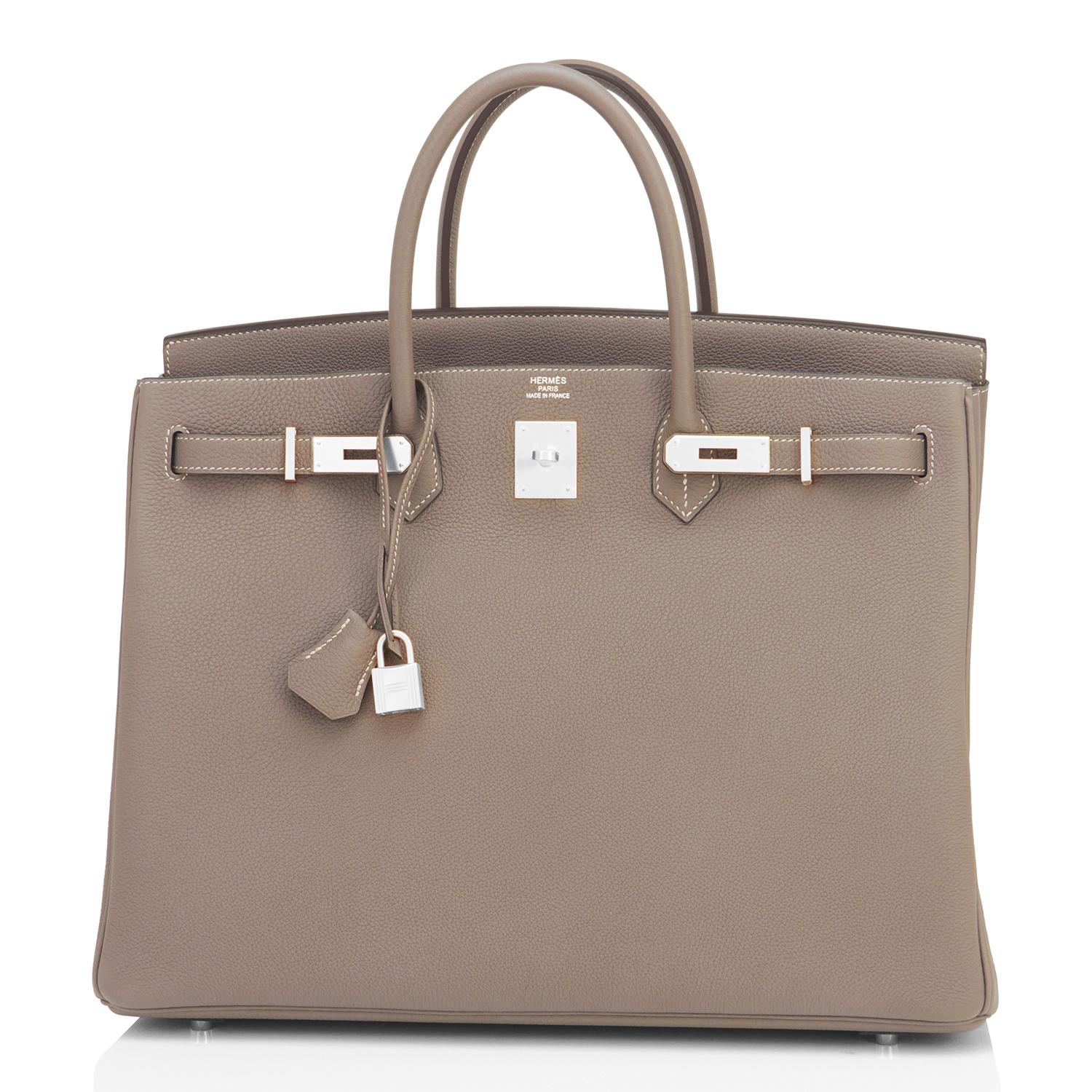 Women's or Men's Hermes Birkin 40cm Etoupe Togo Palladium Birkin Bag NEW RARE