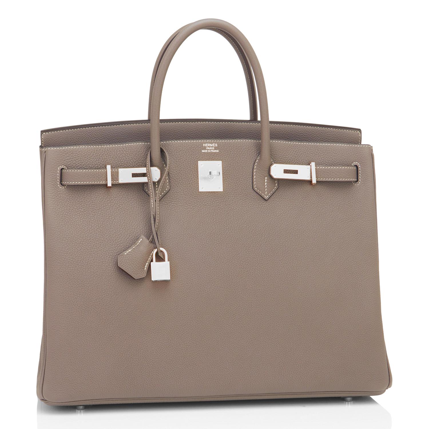 Hermes Birkin 40cm Etoupe Togo Palladium Birkin Bag NEW RARE 4