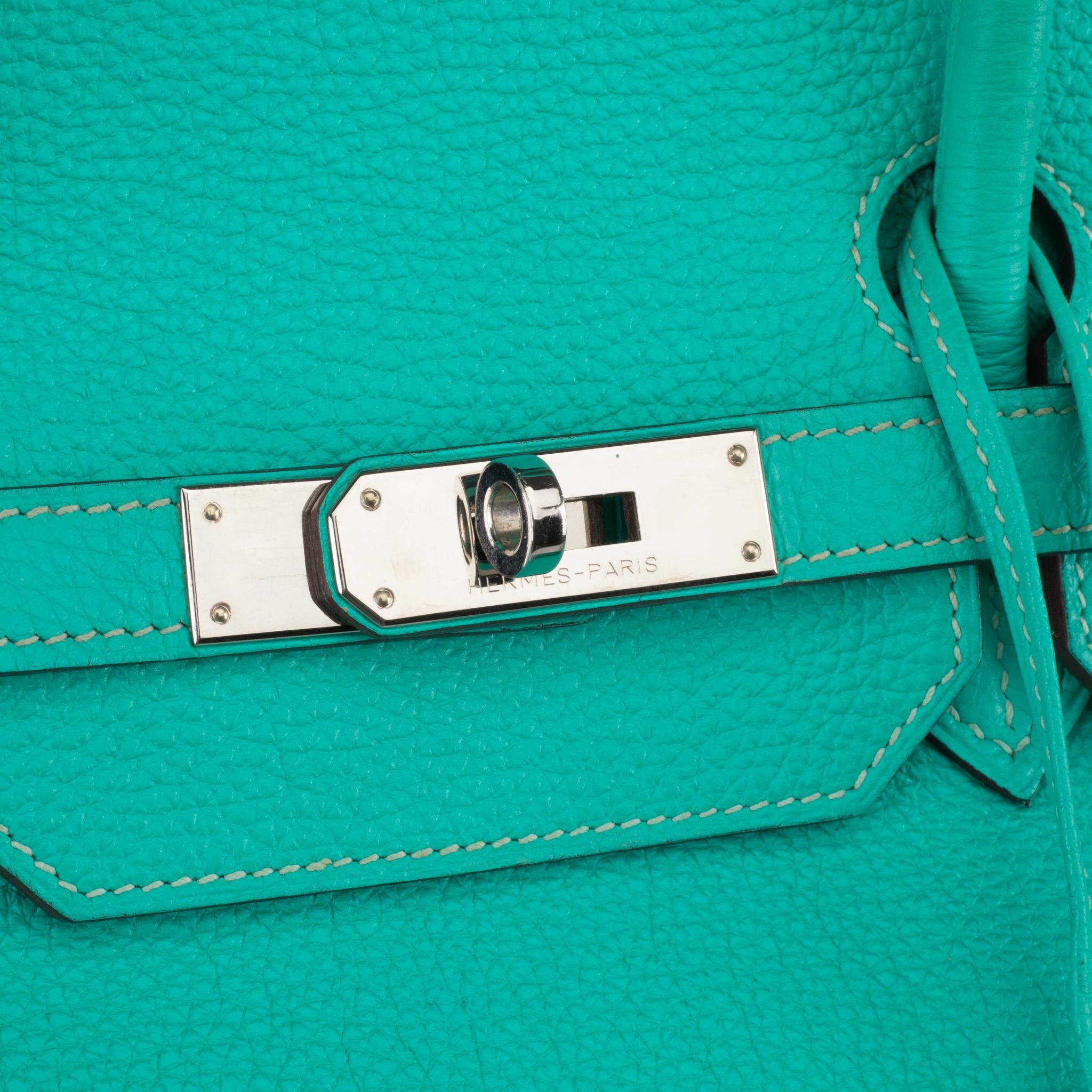 Hermes Birkin 40cm Lagoon Togo Leather Palladium Hardware For Sale 5