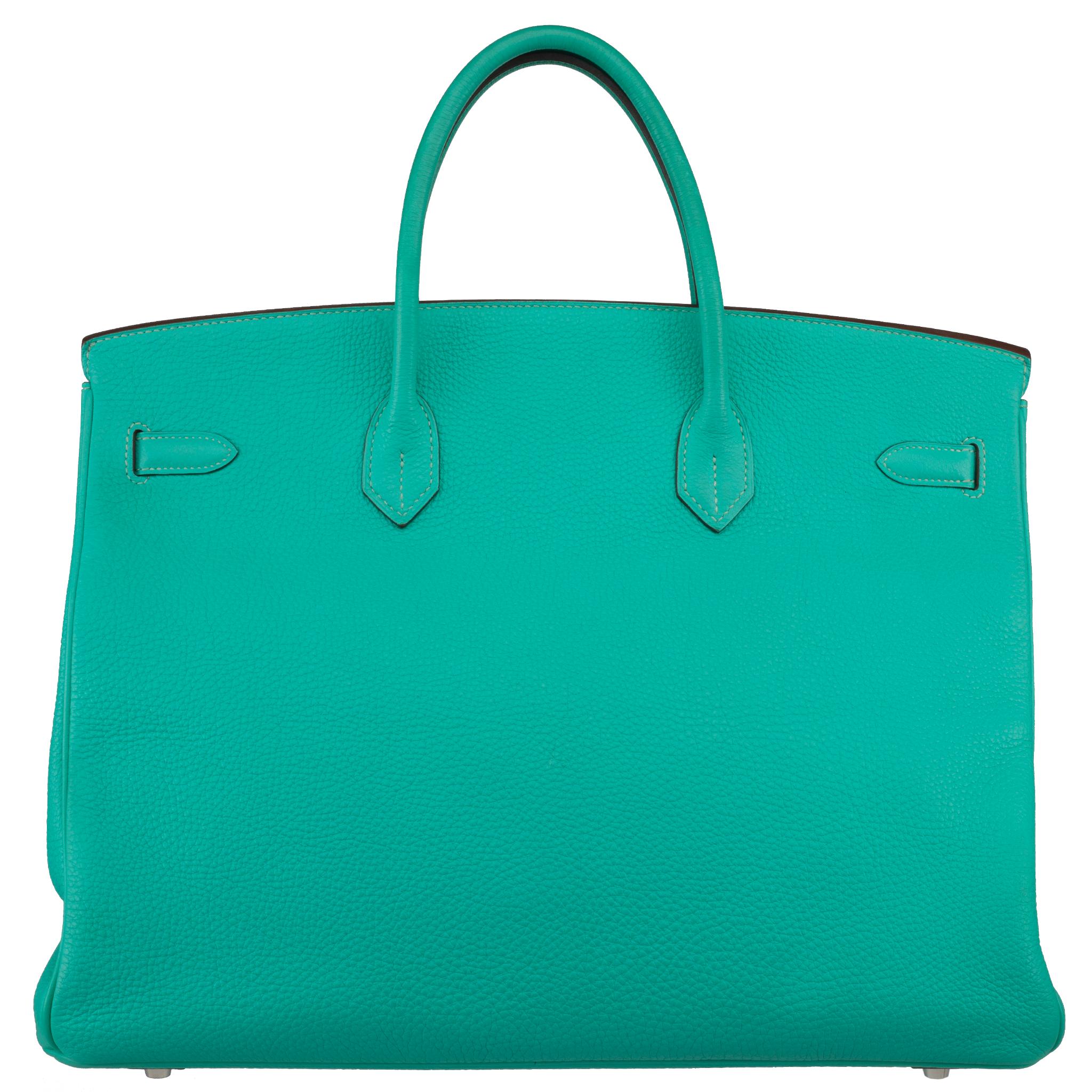 Hermes Birkin 40cm Lagoon Togo Leather Palladium Hardware For Sale 8