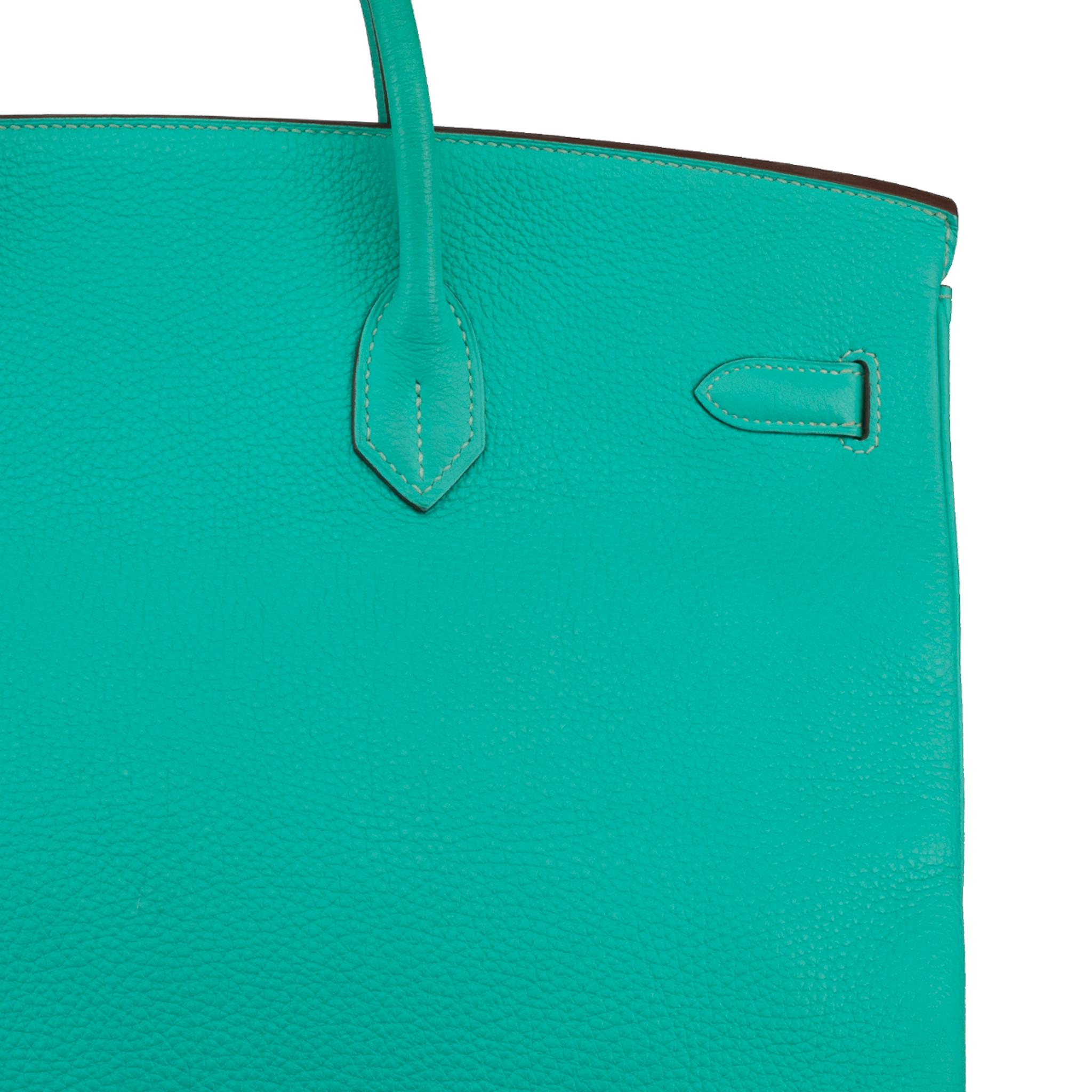 Hermes Birkin 40cm Lagoon Togo Leather Palladium Hardware For Sale 9
