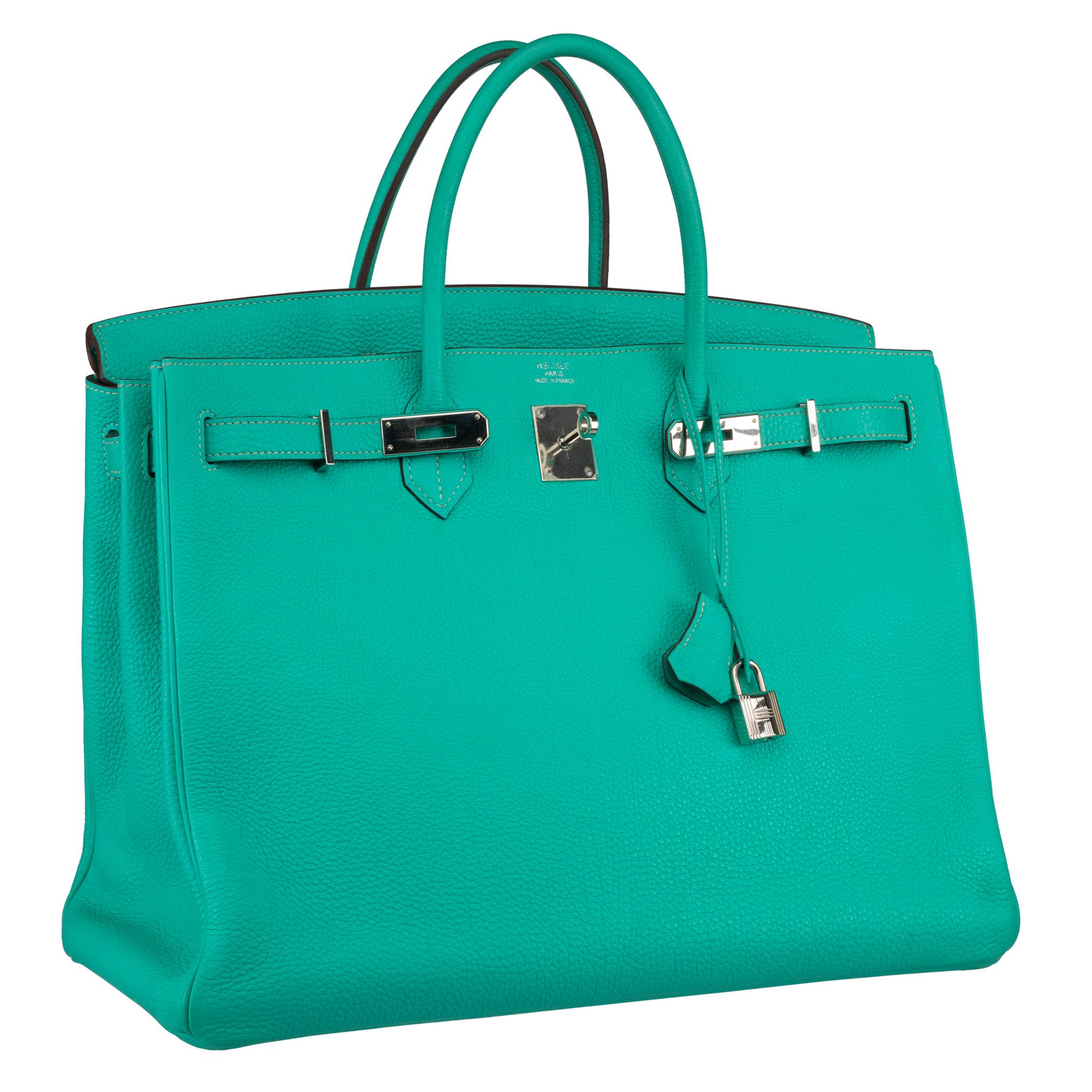 Blue Hermes Birkin 40cm Lagoon Togo Leather Palladium Hardware For Sale