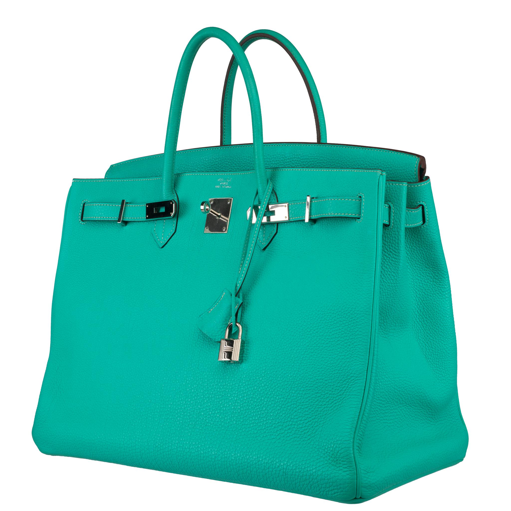 Hermes Birkin 40cm Lagoon Togo Leather Palladium Hardware In Good Condition For Sale In Sydney, New South Wales