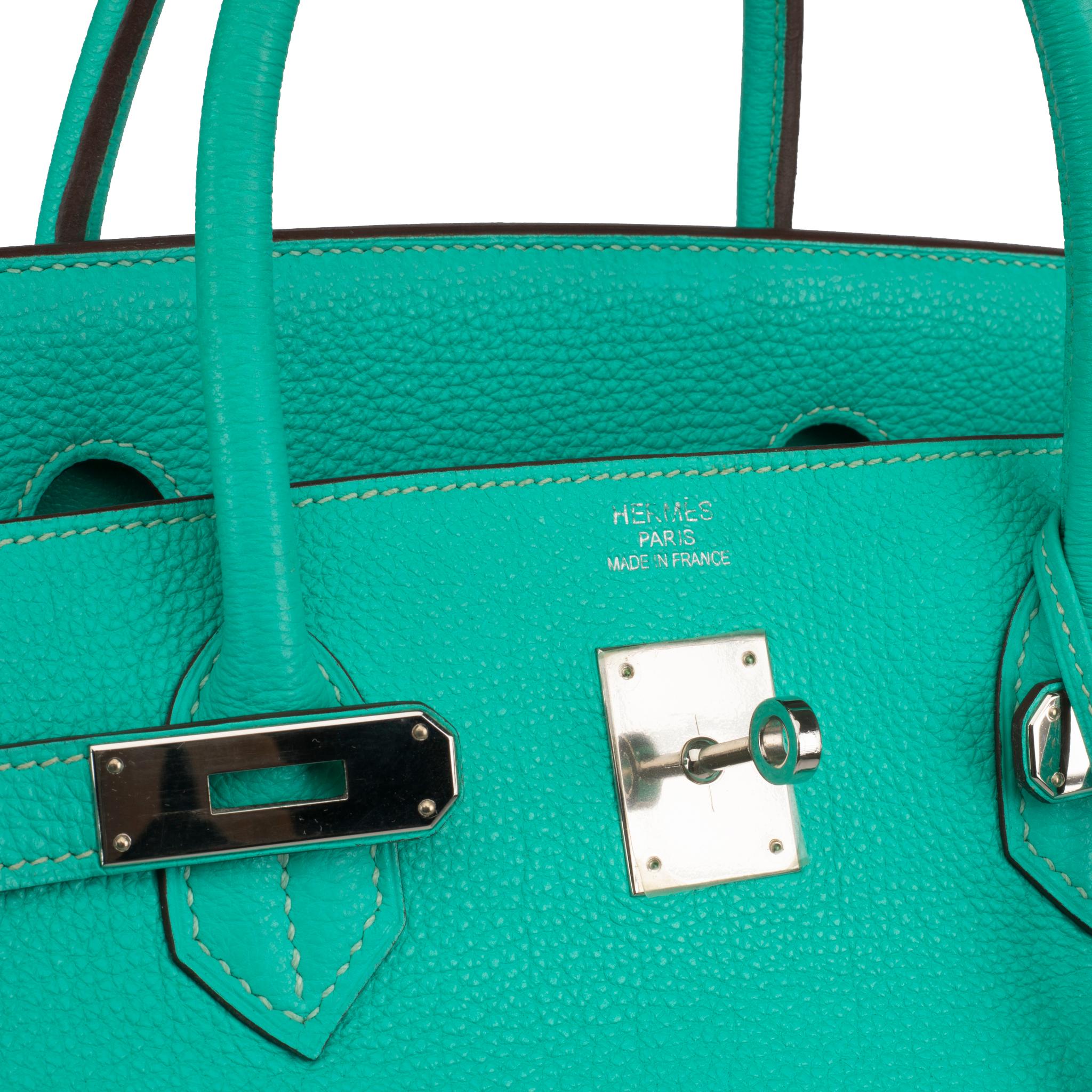 Hermes Birkin 40cm Lagoon Togo Leather Palladium Hardware For Sale 2