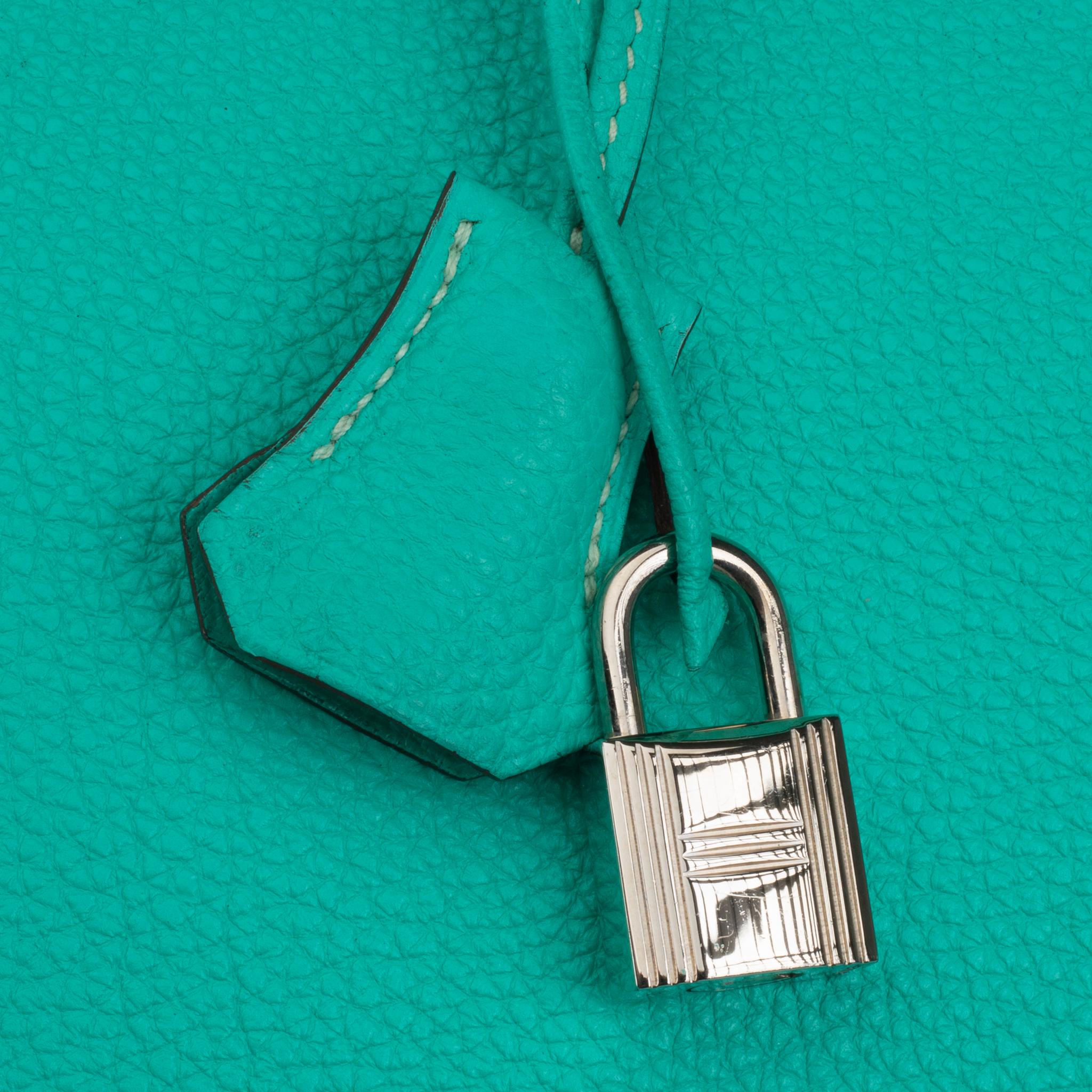 Hermes Birkin 40cm Lagoon Togo Leather Palladium Hardware For Sale 3