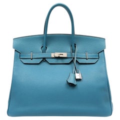 Hermès Birkin 40cm Togo blau Jean w / Palladium Hardware
