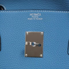 Hermes Birkin 50 Blue Leather Men's Travel Carryall Top Handle Satchel Tote