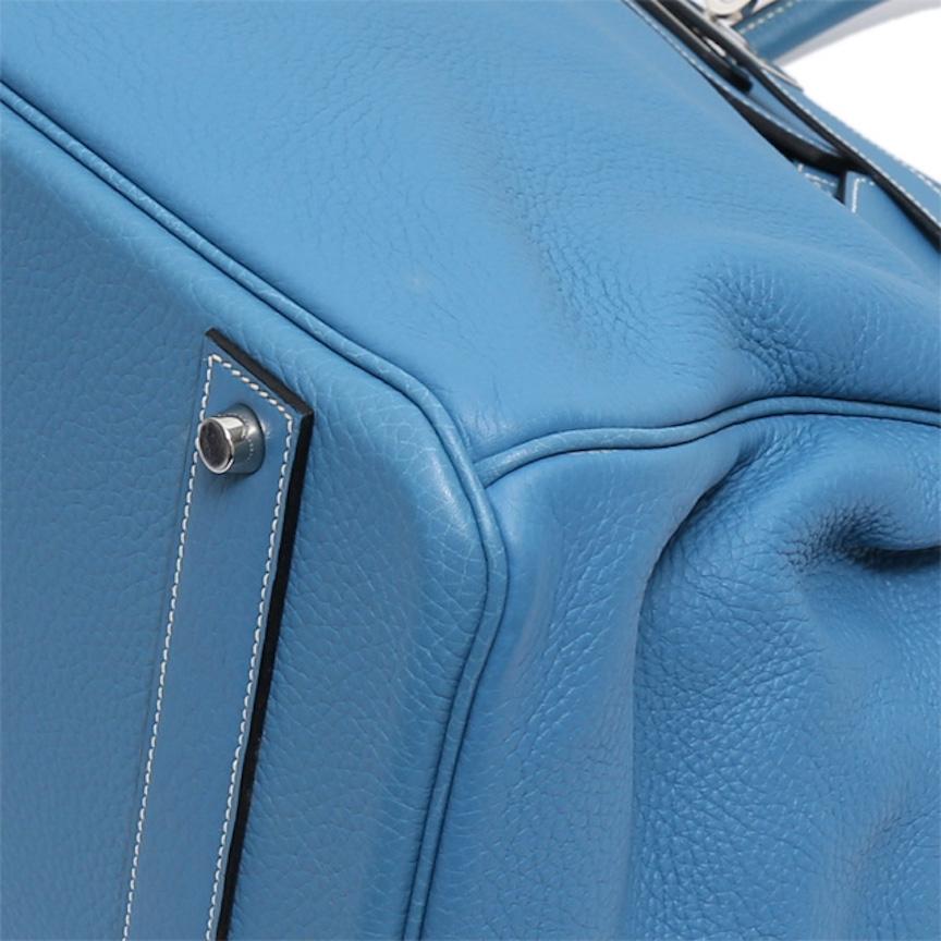 Women's Hermes Birkin 50 Blue Leather Men's Travel Carryall Top Handle Satchel Tote