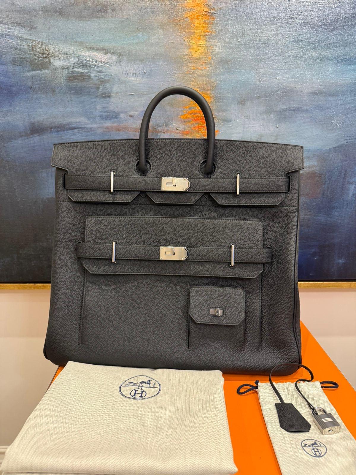 Noir Hermes Birkin 50 Caban Togo Limited Edition Multipocket Bag  2025 en vente