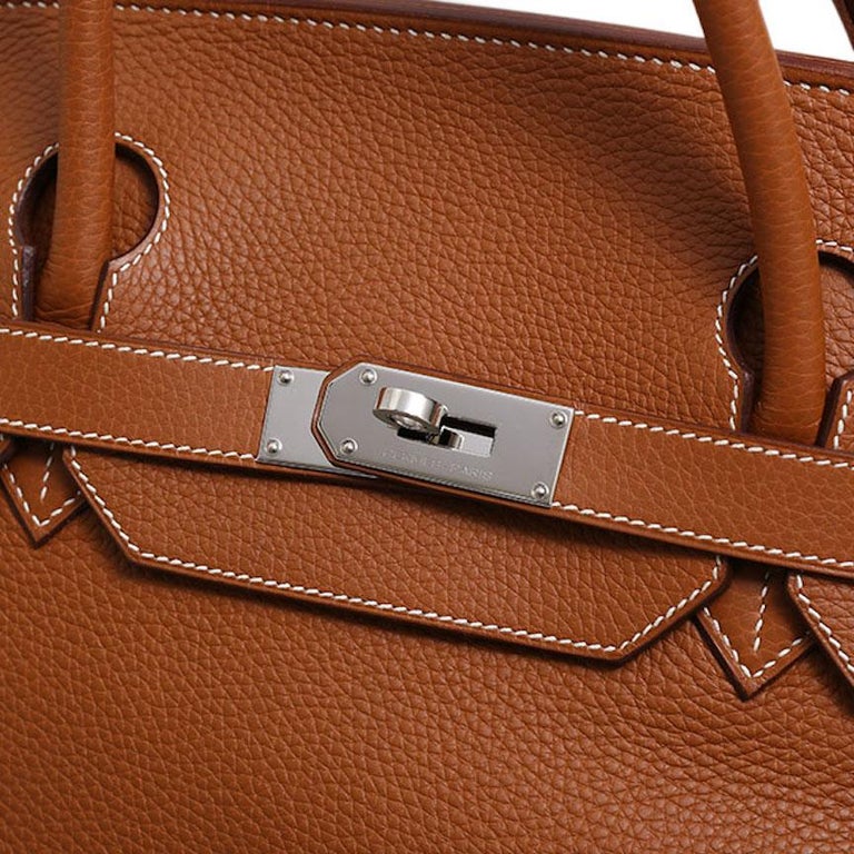 Hermes Birkin 50 Cognac Leather Men's Travel Carryall Top Handle