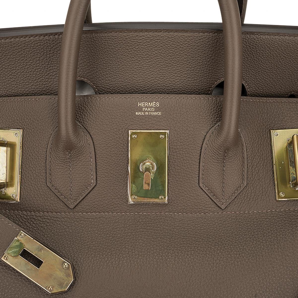 Hermes Birkin 50 HAC Bag Etoupe Togo Leather Brass Hardware Rare For Sale 4