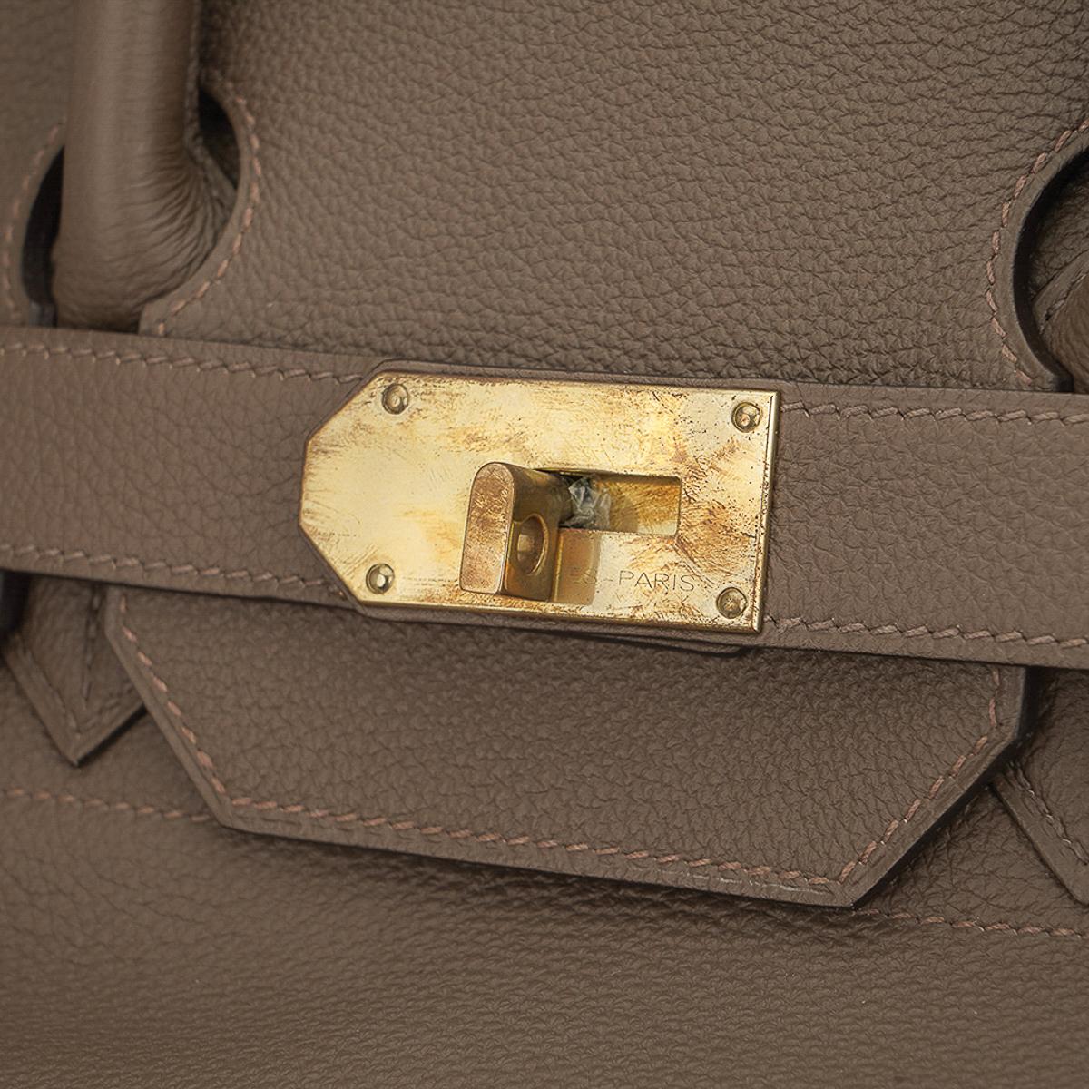 Hermes Birkin 50 HAC Bag Etoupe Togo Leather Brass Hardware Rare For Sale 5