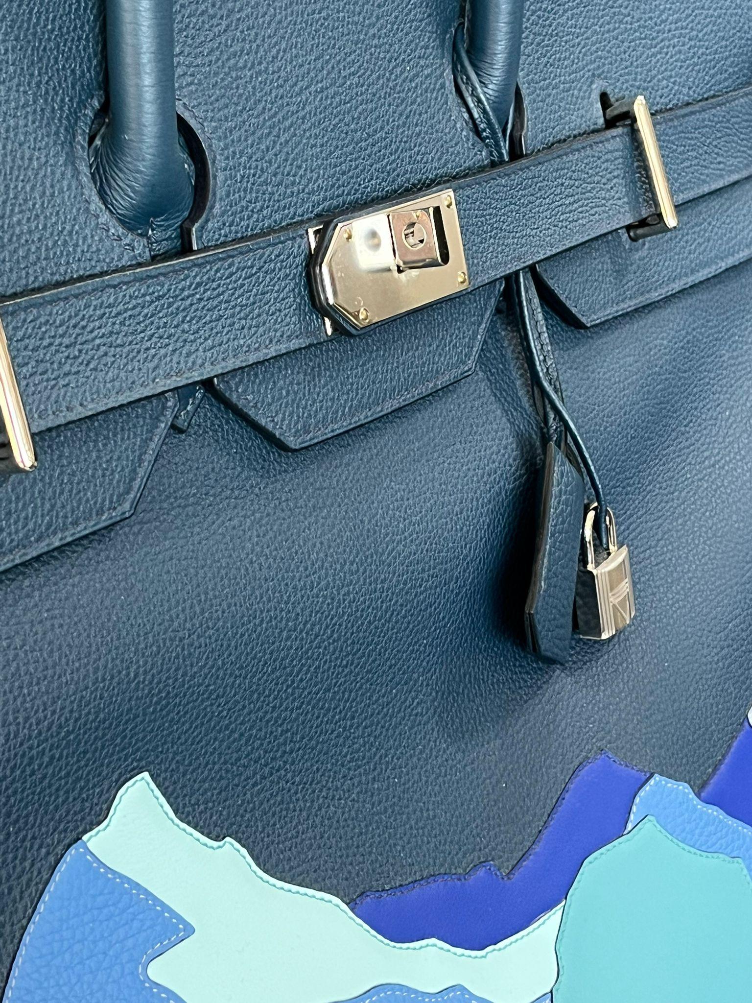 Hermes Birkin 50 Edizione Limitata Strada Infinita Bleu De Prusse Hardware Palladium in vendita 5