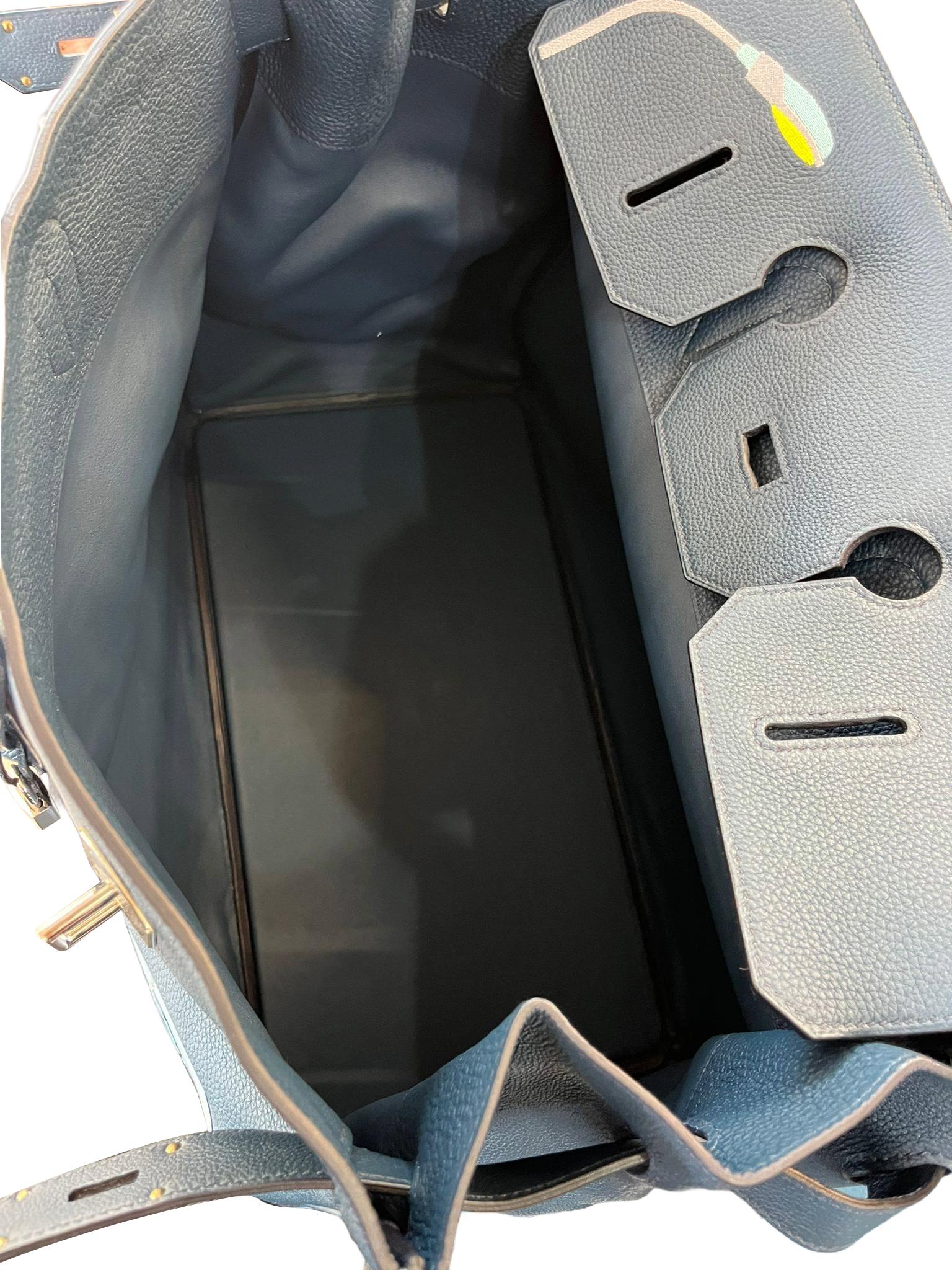 Hermes Birkin 50 Edizione Limitata Strada Infinita Bleu De Prusse Hardware Palladium in vendita 11