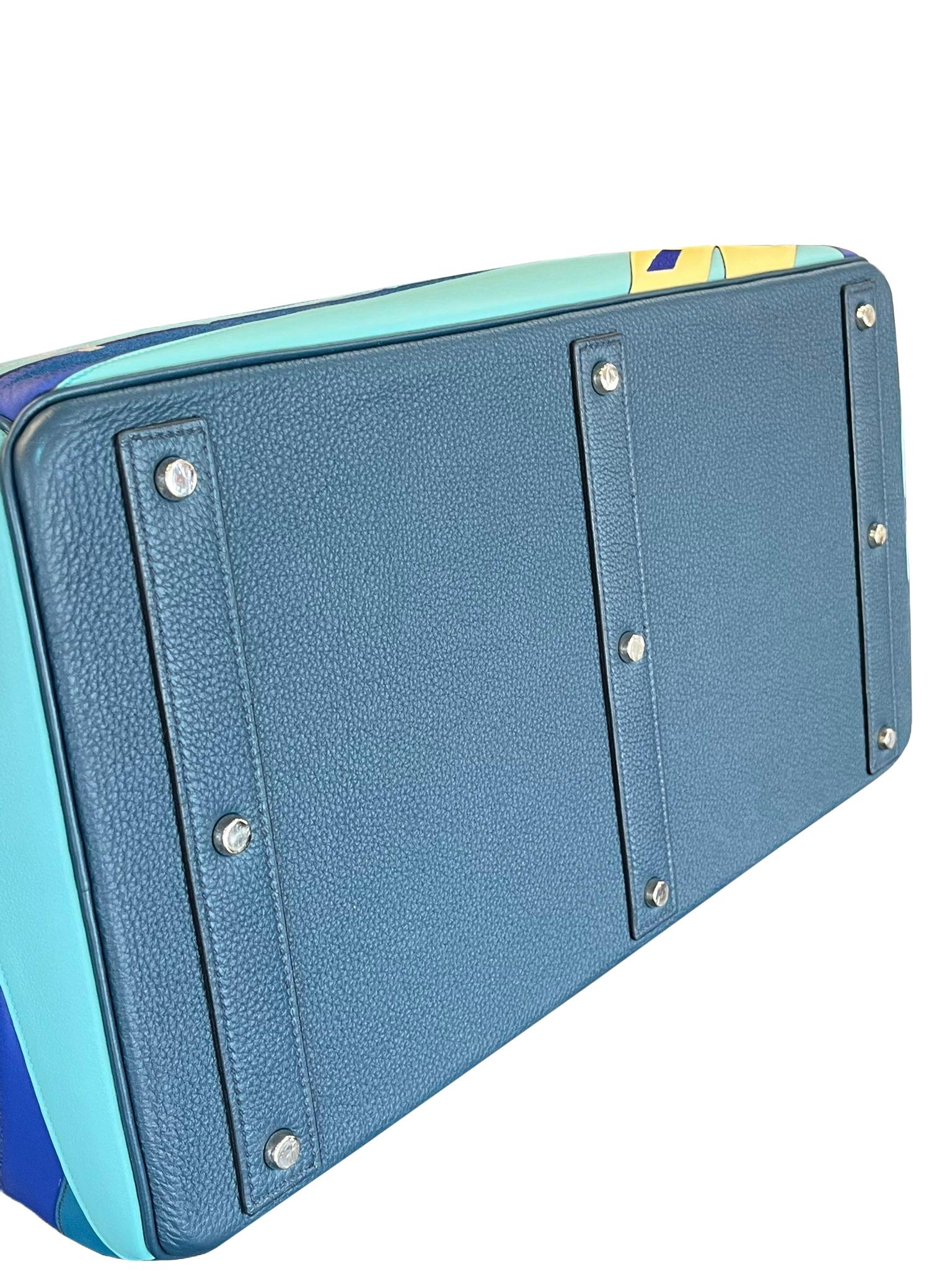 Hermes Birkin 50 Edizione Limitata Strada Infinita Bleu De Prusse Hardware Palladium in vendita 15