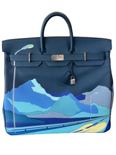 Hermes Birkin 50 Limited Edition Endless Road Bleu De Prusse Palladium Hardware
