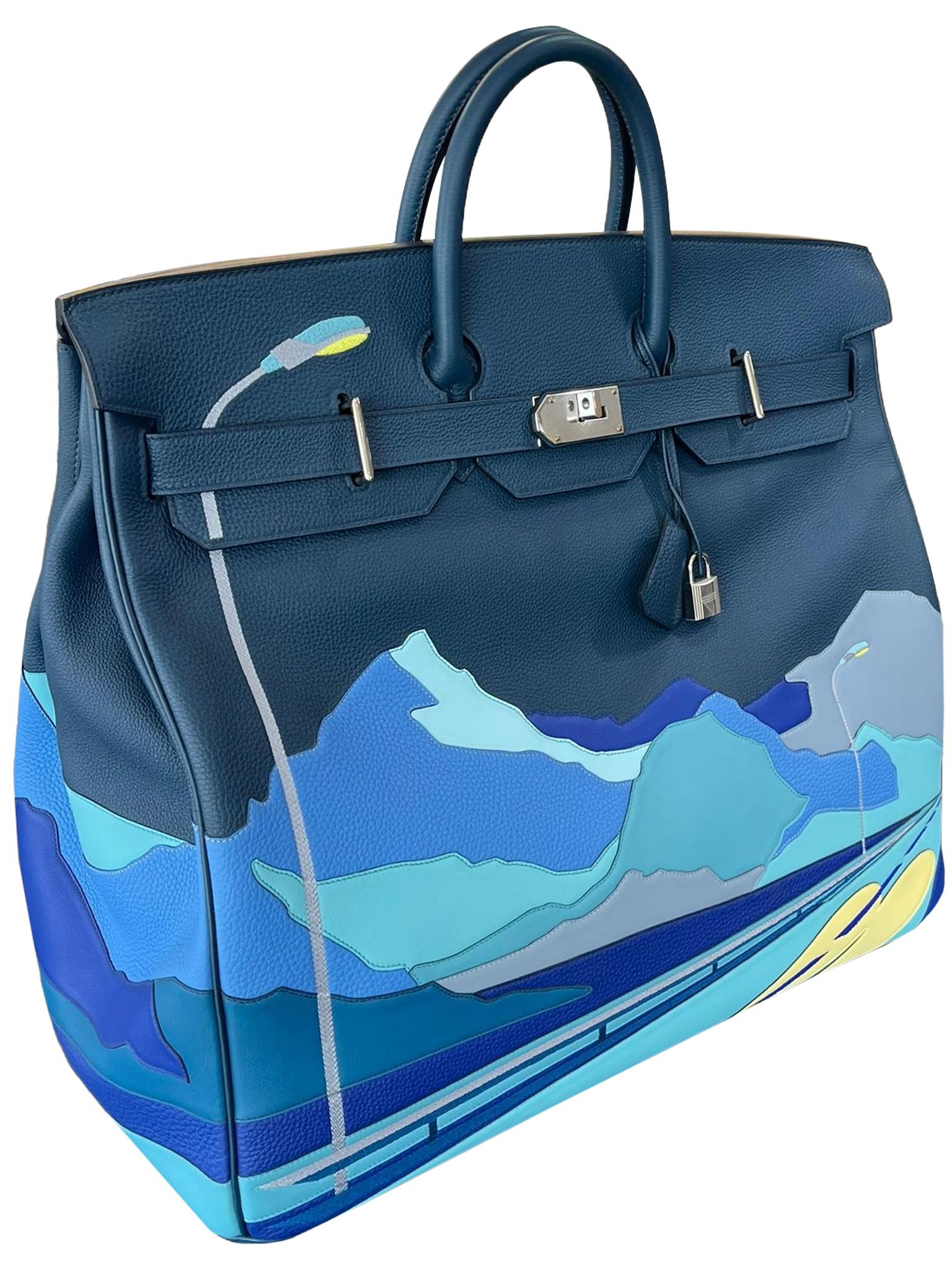 Blu Hermes Birkin 50 Edizione Limitata Strada Infinita Bleu De Prusse Hardware Palladium in vendita
