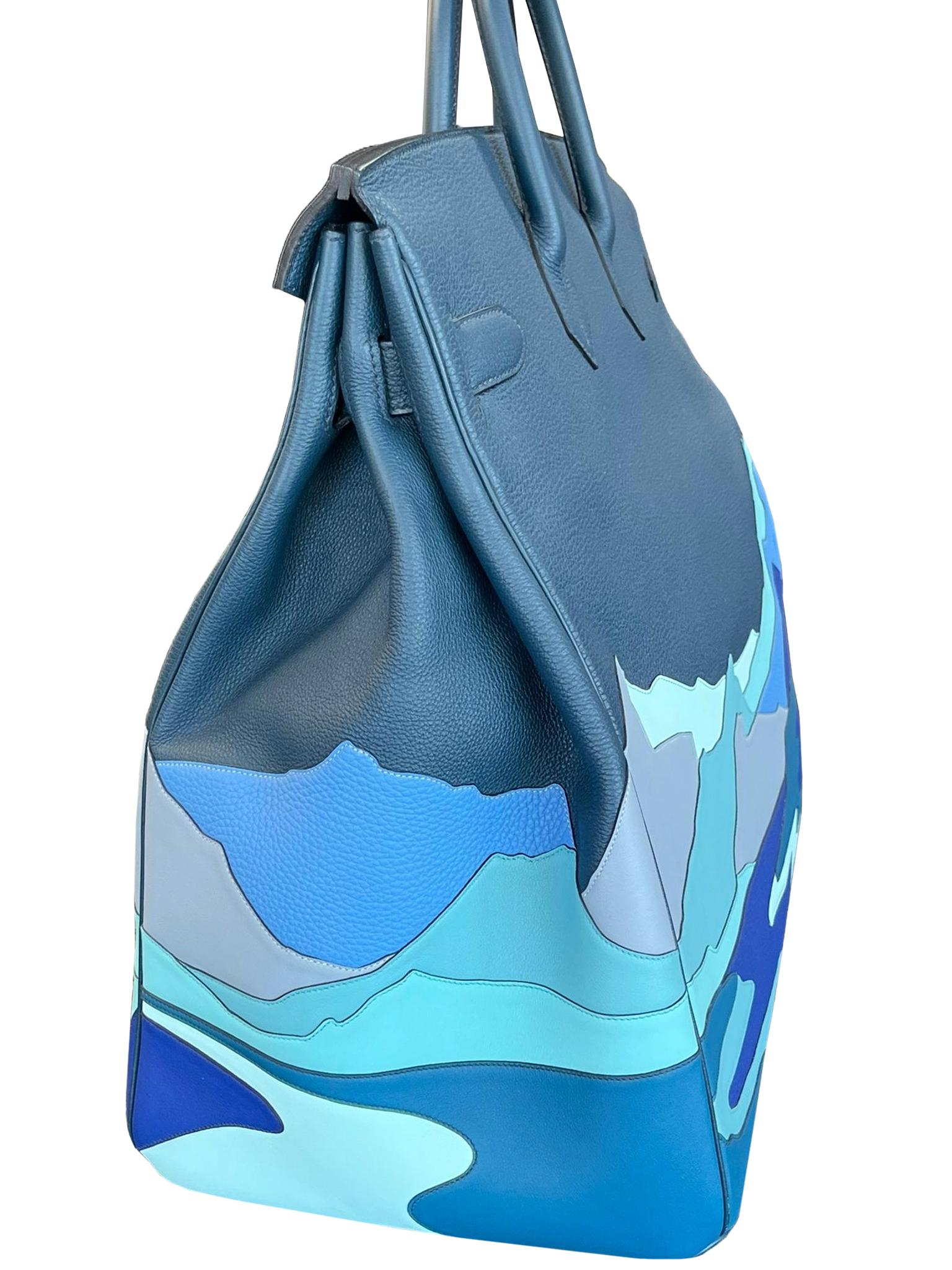 Hermes Birkin 50 Edizione Limitata Strada Infinita Bleu De Prusse Hardware Palladium in vendita 1