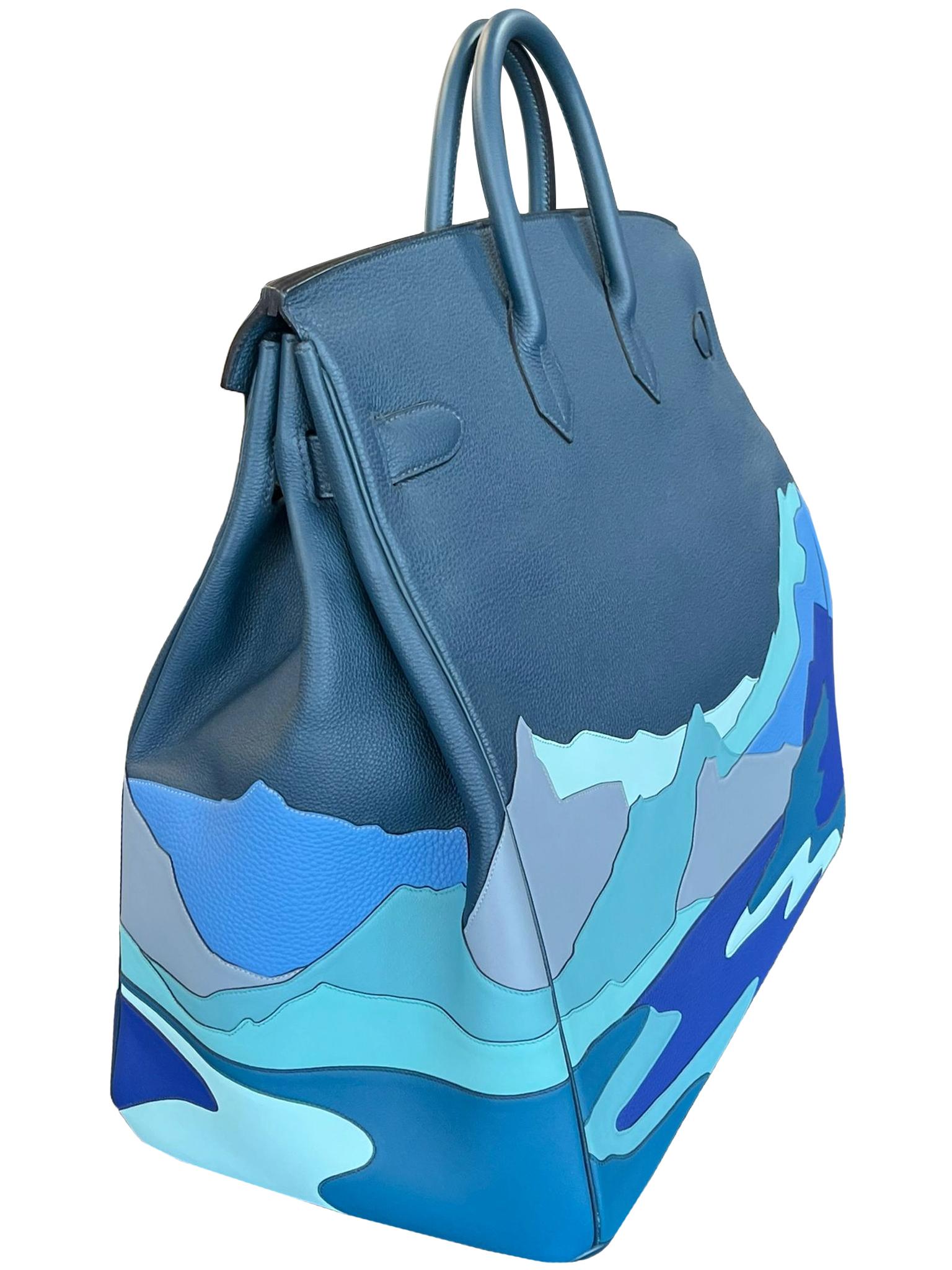 Hermes Birkin 50 Edizione Limitata Strada Infinita Bleu De Prusse Hardware Palladium in vendita 3