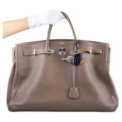 Hermes Clemence Leather Etoupe Birkin 35 PHW at 1stDibs