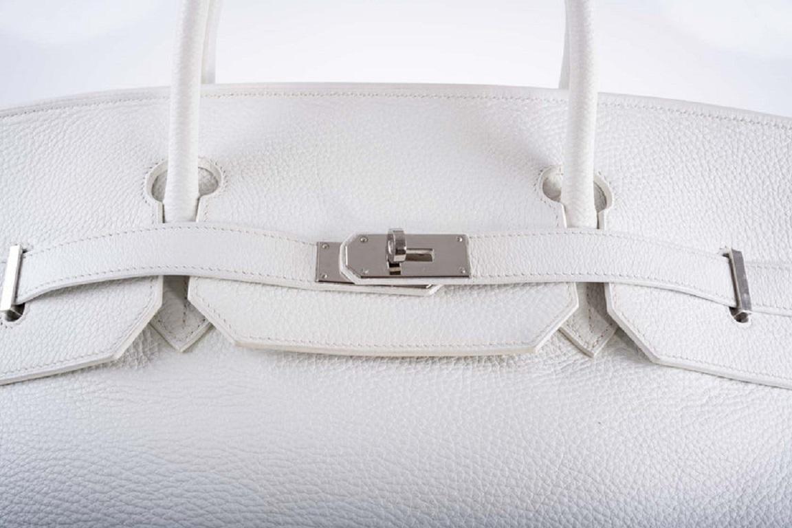 Hermès Birkin 55 White Togo Palladium Hardware Travel Bag For Sale 5