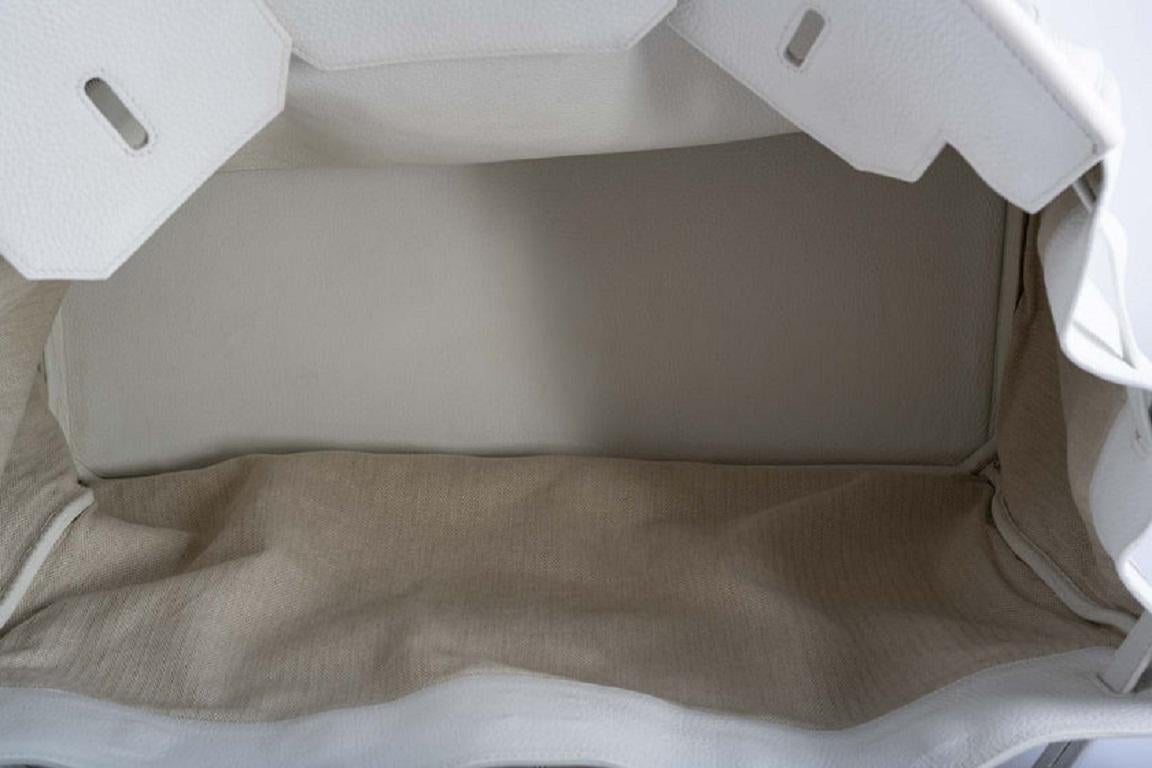 Hermès Birkin 55 White Togo Palladium Hardware Travel Bag For Sale 7
