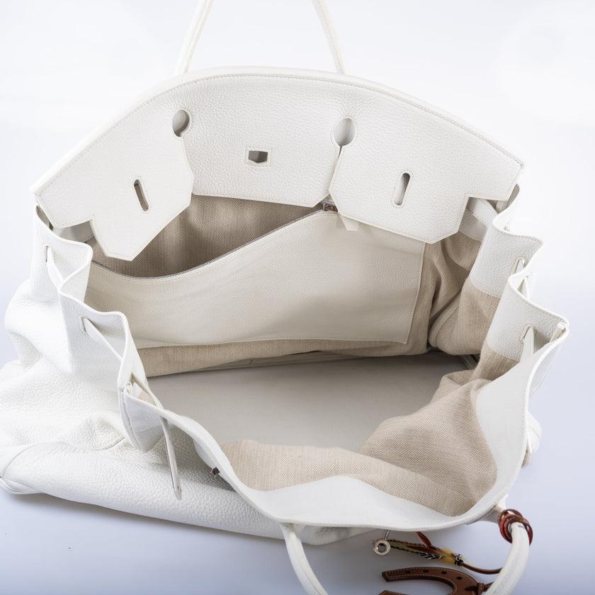 Hermès Birkin 55 White Togo Palladium Hardware Travel Bag For Sale 8